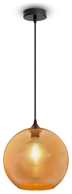 Κρεμαστό Φωτιστικό V-TAC Σφαιρικό Γυαλί Amber Φ300mm με ντουί Ε27 3866