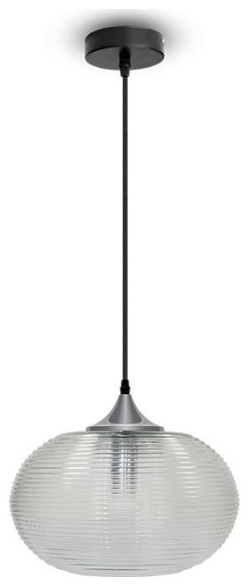 Γυάλινο Κρεμαστό Φωτιστικό V-TAC Diamond Cut Διάφανο Φ350mm με ντουί Ε27 3879