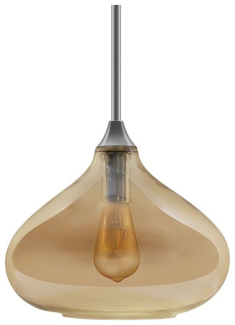 Κρεμαστό Φωτιστικό V-TAC Μοντέρνο Γυαλί Amber Λείο Διάφανο Φ280mm με ντουί Ε27 3886