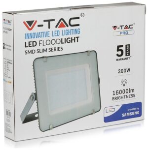 V-TAC LED Προβολέας 200W SAMSUNG CHIP SMD Σώμα Γκρι Ψυχρό Λευκό 5 χρόνια εγγύηση 485