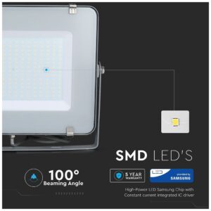 V-TAC LED Προβολέας 200W SAMSUNG CHIP SMD Σώμα Γκρι Ψυχρό Λευκό 5 χρόνια εγγύηση 485