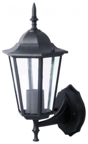 V-TAC Επιτοίχια Απλίκα Φαναράκι προς τα πάνω Μαύρο Ματ με ντουί Ε27 IP44 7066