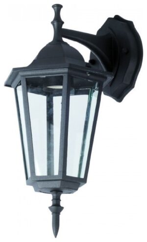 V-TAC Επιτοίχια Απλίκα Φαναράκι προς τα κάτω Μαύρο Ματ με ντουί Ε27 IP44 7068