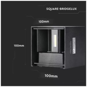 Φωτιστικό Τοίχου Απλίκα V-TAC 6W Αλουμίνιο Μαύρο Τετράγωνο IP65 Θερμό Λευκό 7078