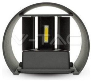 Φωτιστικό Τοίχου Απλίκα V-TAC 6W Αλουμίνιο Μαύρο Στρογγυλό IP65 Θερμό Λευκό 7081