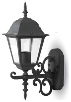 V-TAC Επιτοίχια Απλίκα Φαναράκι μικρό Μαύρο Ματ με ντουί Ε27 IP44 7519