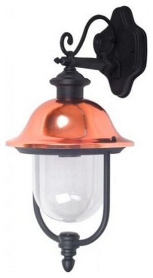 V-TAC Επιτοίχια Απλίκα Φαναράκι προς τα κάτω Μαύρο Ματ με διάφανο PC κάλυμμα με ντουί Ε27 IP44 7531