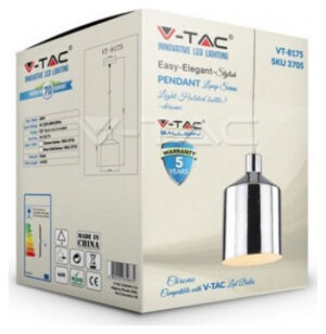 Κρεμαστό Φωτιστικό V-TAC Μεταλλικό Χρώμα Χρώμιο με ντουί Ε27 Φ17 3705