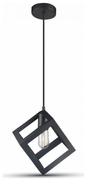 Κρεμαστό Φωτιστικό Μεταλλικό V-TAC Σχήμα Κύβου Μαύρο Ματ και ντουί Ε27 3834