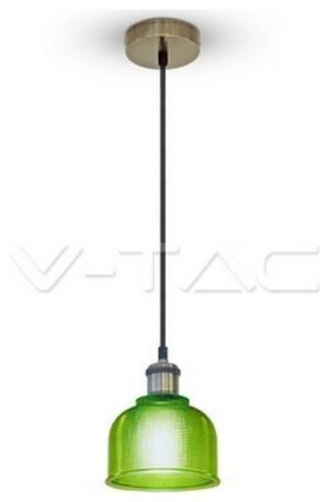 Κρεμαστό Φωτιστικό V-TAC Γυαλί Πράσινο με ντουί Ε27 Φ145mm 3734