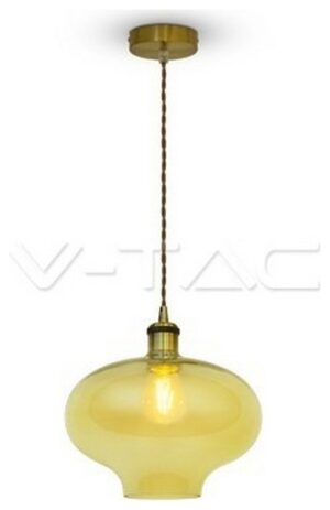 Κρεμαστό Φωτιστικό V-TAC Γυαλί Κυκλικό Amber  με ντουί Ε27 3741
