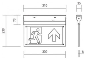 LED V-TAC Φωτιστικό Ασφαλείας - Πινακίδα Εξόδου Τοίχου-Οροφής 2W με 16 Led