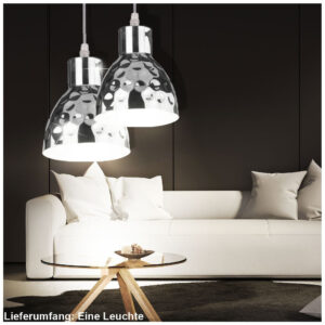 Κρεμαστό Φωτιστικό V-TAC Μεταλλικό Χρώμα Χρώμιο με ντουί Ε27 Φ150mm 3712