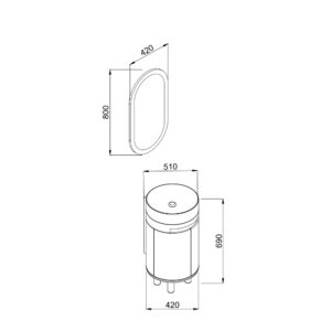 Κάθρεφτης LED MASAL Οβάλ 42cm με περιμετρικό φωτισμό χρ.GREEN 3MMASL042GRM