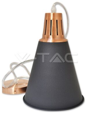 Κρεμαστό Φωτιστικό V-TAC Μεταλλικό Μαύρο με Φινίρισμα Αμμου και ντουί Ε27 Φ220mm 3700