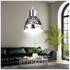 Κρεμαστό Φωτιστικό V-TAC Μεταλλικό Χρώμα Χρώμιο με ντουί Ε27 Φ150mm 3712