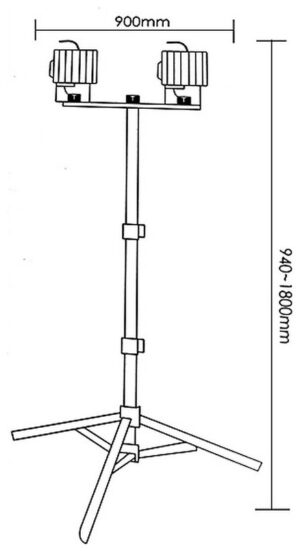 Τρίποδας για 2 προβολείς led μαύρος 9546