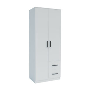 Ντουλάπα Δίφυλλη με συρτάρια Simple Λευκή 80x52x205cm