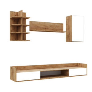 Σύνθεση τηλεόρασης Callisto Χρυσό Δρυς-Λευκό 200x40x180cm