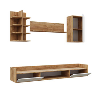 Σύνθεση τηλεόρασης Callisto Χρυσό Δρυς-Λευκό 200x40x180cm