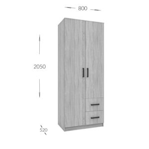 Ντουλάπα Δίφυλλη Simple με συρτάρια Σονόμα 80x52x205cm