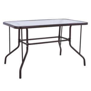 Τραπέζι Venus Καφέ με Γυάλινη επιφάνεια 110x60x71cm