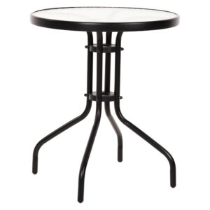 Τραπέζι Adam Μαύρο με Γυάλινη επιφάνεια Φ60x68cm