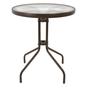 Τραπέζι Adam Καφέ με Γυάλινη επιφάνεια Φ60x68cm