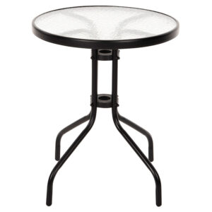 Τραπέζι Adam Μαύρο με Γυάλινη επιφάνεια Φ60x68cm