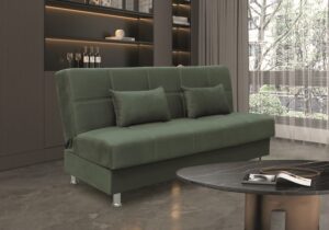 FELINA GREEN ΥΦΑΣΜΑ 3ΘΕΣΙΟΣ ΚΑΝΑΠΕΣ/ΚΡΕΒΑΤΙ ΜΕ ΑΠΟΘ.ΧΩΡΟ 182X90X80εκ.