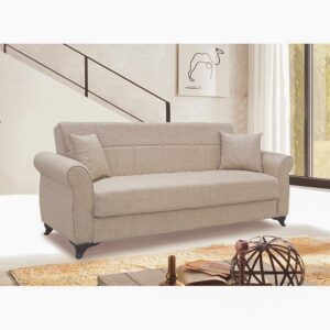 LENA LIGHT BROWN ΥΦΑΣΜΑ 3ΘΕΣΙΟΣ ΚΑΝΑΠΕΣ/ΚΡΕΒΑΤΙ ΜΕ ΑΠΟΘ.ΧΩΡΟ 210X80X75εκ.