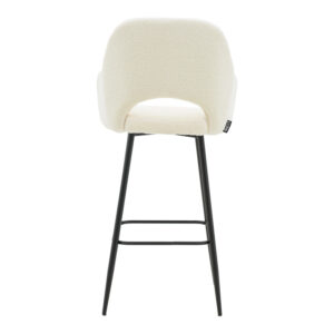 Σκαμπό bar Renish pakoworld μπουκλέ εκρού-μεταλλικό μαύρο πόδι 51x57x114εκ