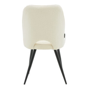 Καρέκλα Renish pakoworld μπουκλέ λευκό-μεταλλικό μαύρο πόδι 47x61x85εκ