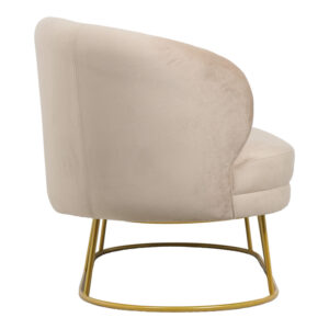 Καναπές διθέσιος Rony pakoworld βελούδο μπεζ-πόδι χρυσό μέταλλο 135x75x85εκ