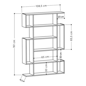 Βιβλιοθήκη MITO pakoworld σε χρώμα antique γκρι-λευκό 108.5x25.5x161εκ