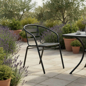 Πολυθρόνα Tade pakoworld στοιβαζόμενη μέταλλο μαύρο 54x58x73εκ