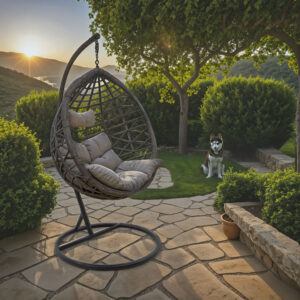 Κούνια Hudson pakoworld κρεμαστή μέταλλο-pp-μαξιλάρι γκρι 109x119x195εκ