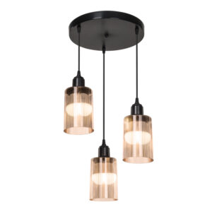 Φωτιστικό οροφής τρίφωτο PWL-1195 pakoworld Ε27 μαύρο-amber Φ30x80εκ