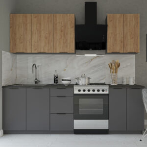 Κουζίνα Melisa Craft 6 Τεμαχίων Γραφίτης-Χρυσό Δρυς