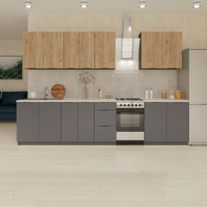 Κουζίνα Liana 8 Τεμαχίων Γραφίτης-Χρυσό Δρυς