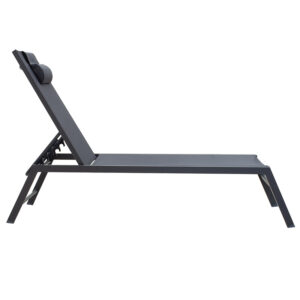 Ξαπλώστρα Kiara pakoworld αλουμίνιο-textilene ανθρακί στοιβαζόμενη