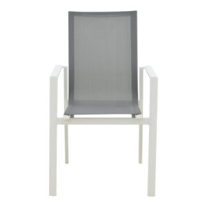 Πολυθρόνα κήπου Dashiell pakoworld αλουμίνιο λευκό textilene γκρι 71x58x94εκ