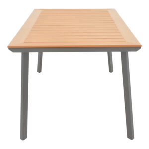 Τραπέζι Griffith pakoworld ανθρακί αλουμίνιο και plywood σε φυσική απόχρωση 160x90x74εκ