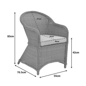 Πολυθρόνα κήπου Hadrian pakoworld rattan καφέ- textilene μπεζ 57x70x85εκ