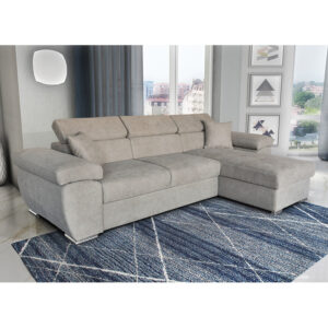 Γωνιακός καναπές-κρεβάτι αναστρέψιμος Comy pakoworld μπεζ-γκρι 286x160x75-90εκ