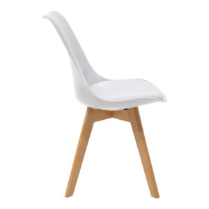 Τραπεζαρία Balou-Gaston σετ 5τεμ pakoworld MDF και pp σε λευκή-φυσική απόχρωση Φ100x73εκ