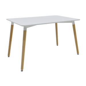 Tραπεζαρία Natali-Gaston σετ 5τμχ λευκό σε απόχρωση λευκό-φυσικό 120x80x73εκ