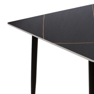 Τραπέζι Gustas pakoworld μαύρο μαρμάρου sintered stone-πόδι μαύρο μέταλλο 140x80x75εκ