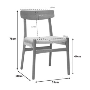 Καρέκλα Safal pakoworld oak δρυς ξύλο-έδρα εκρού σχοινί 51x50x78εκ
