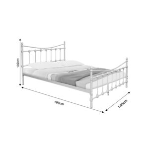 Κρεβάτι Beowulf pakoworld λευκό μεταλλικό 140x190εκ